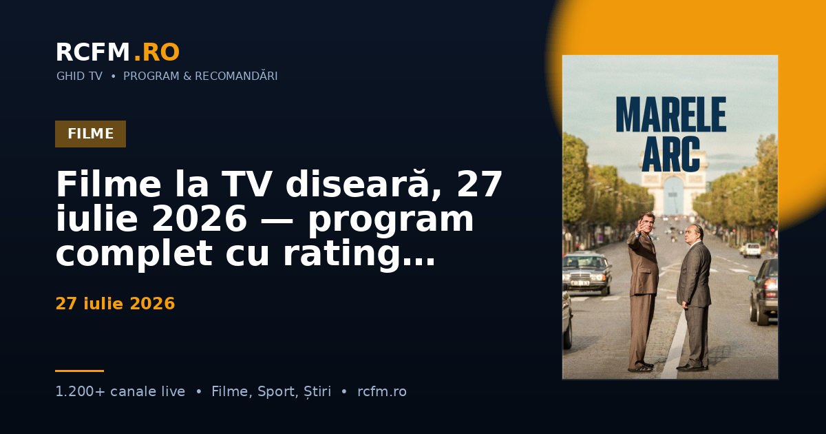Filme la TV diseară, 27 iulie 2026 — program complet cu rating