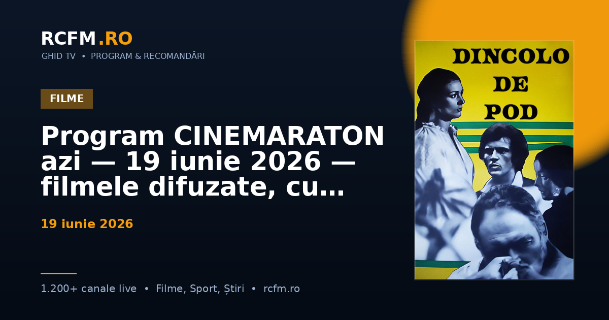 Program CINEMARATON azi, 19 iunie 2026 — filmele difuzate, cu rating