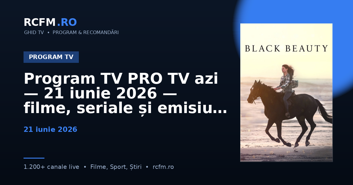 Program TV PRO TV azi — 21 iunie 2026 — filme, seriale și emisiuni