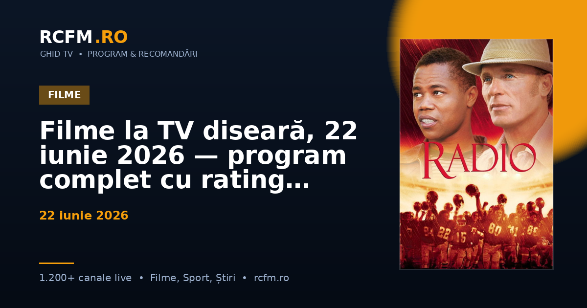 Filme la TV diseară, 22 iunie 2026 — program complet cu rating