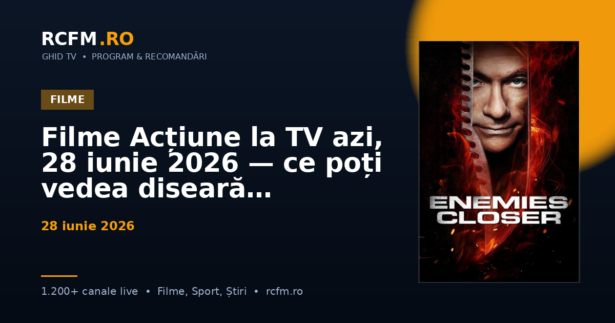 Filme Acțiune la TV azi, 28 iunie 2026 — ce poți vedea diseară