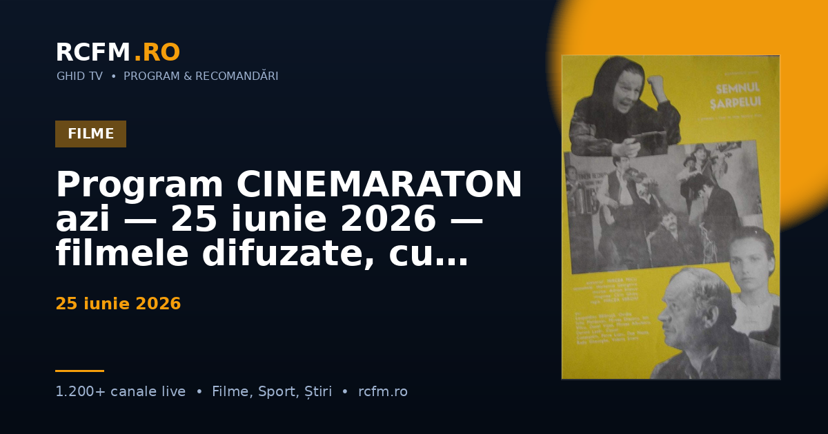 Program CINEMARATON azi — 25 iunie 2026 — filmele difuzate, cu rating