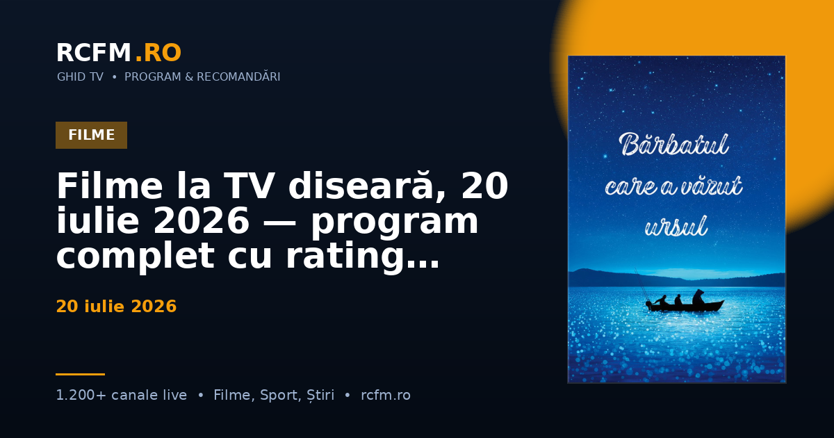 Filme la TV diseară, 20 iulie 2026 — program complet cu rating