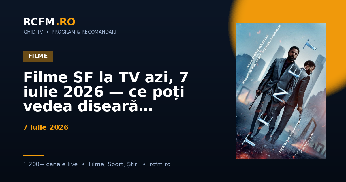 Filme SF la TV azi, 7 iulie 2026 — ce poți vedea diseară