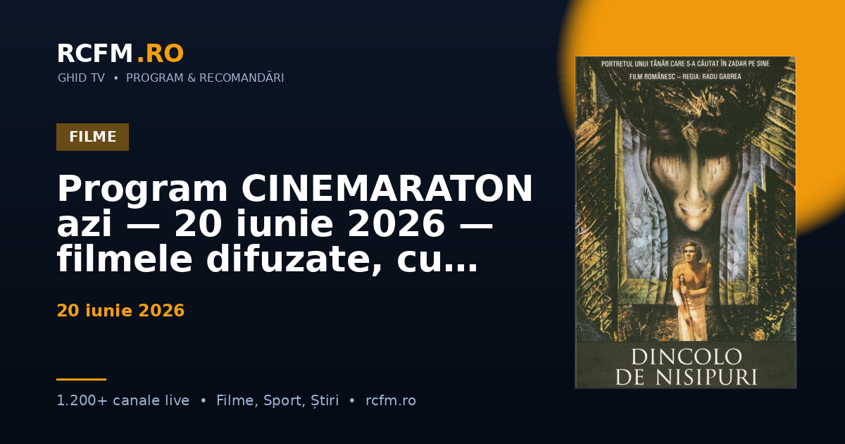 Program CINEMARATON azi — 20 iunie 2026 — filmele difuzate, cu rating