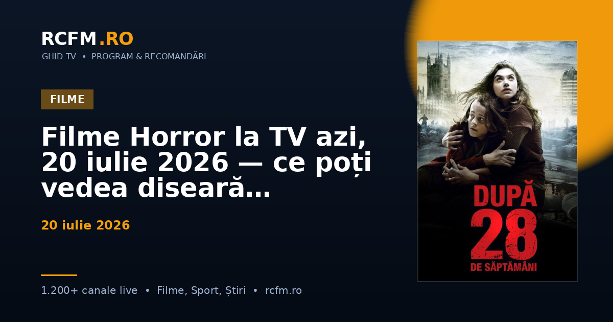 Filme Horror la TV azi, 20 iulie 2026 — ce poți vedea diseară