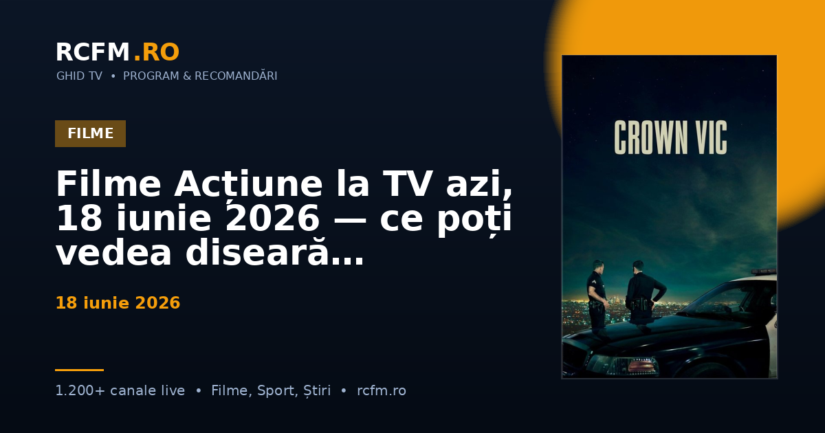 Filme Acțiune la TV azi, 18 iunie 2026 — ce poți vedea diseară