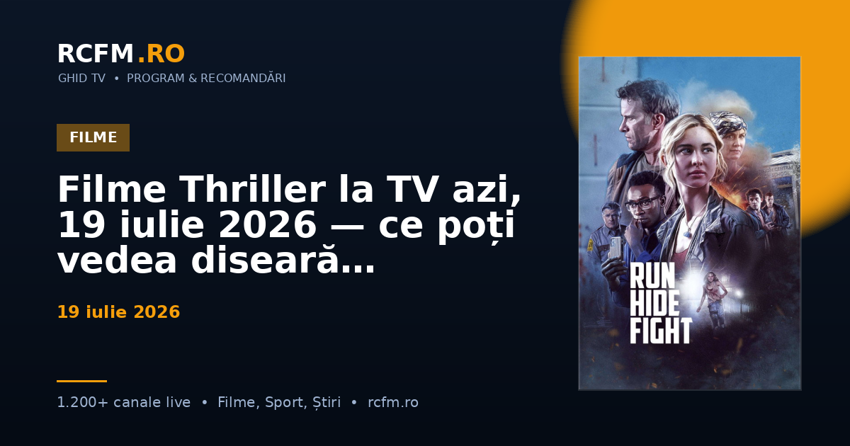 Filme Thriller la TV azi, 19 iulie 2026 — ce poți vedea diseară