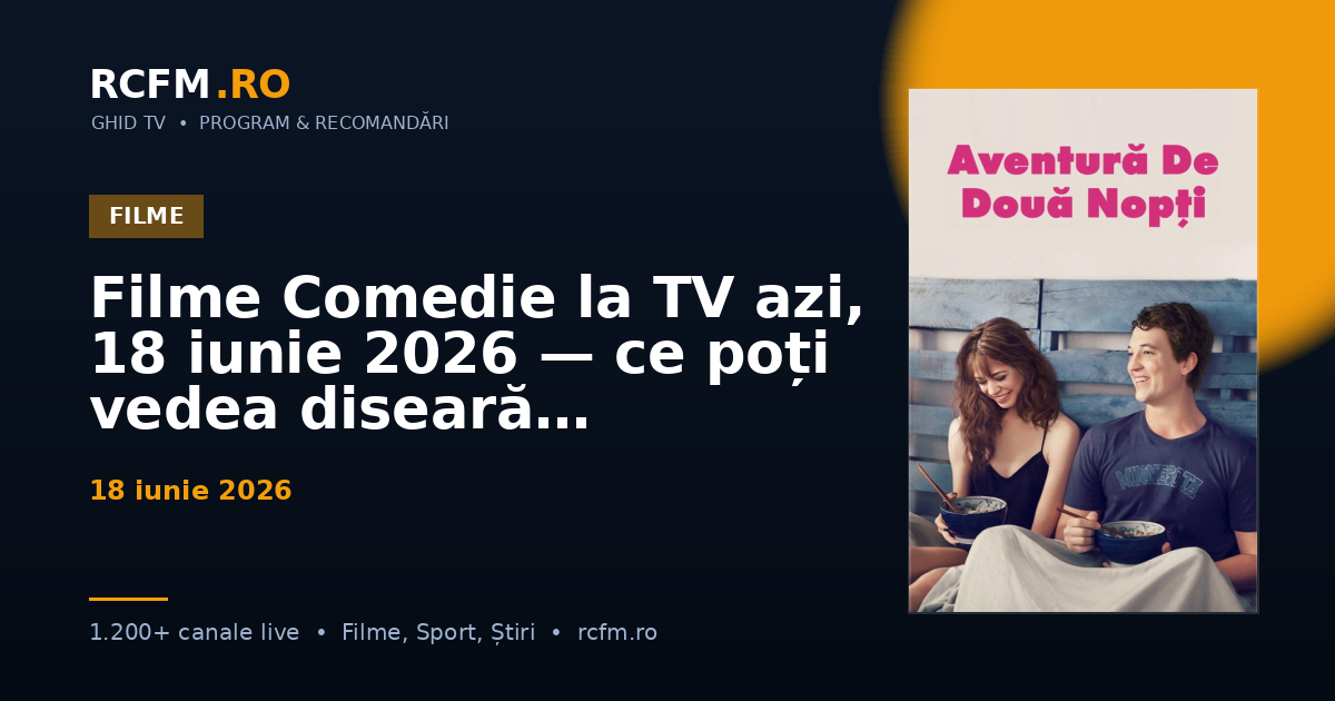 Filme Comedie la TV azi, 18 iunie 2026 — ce poți vedea diseară