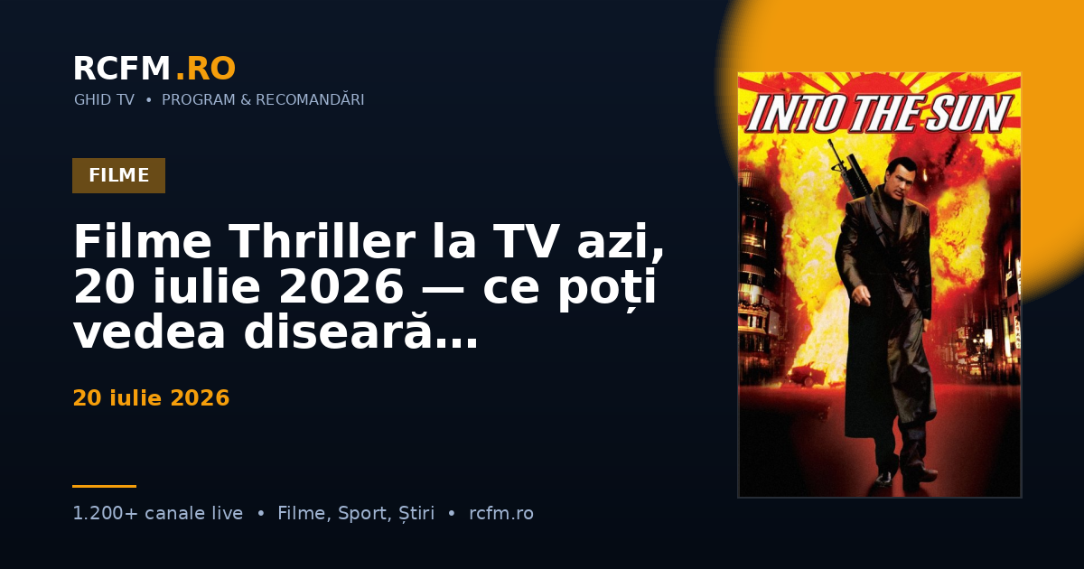 Filme Thriller la TV azi, 20 iulie 2026 — ce poți vedea diseară